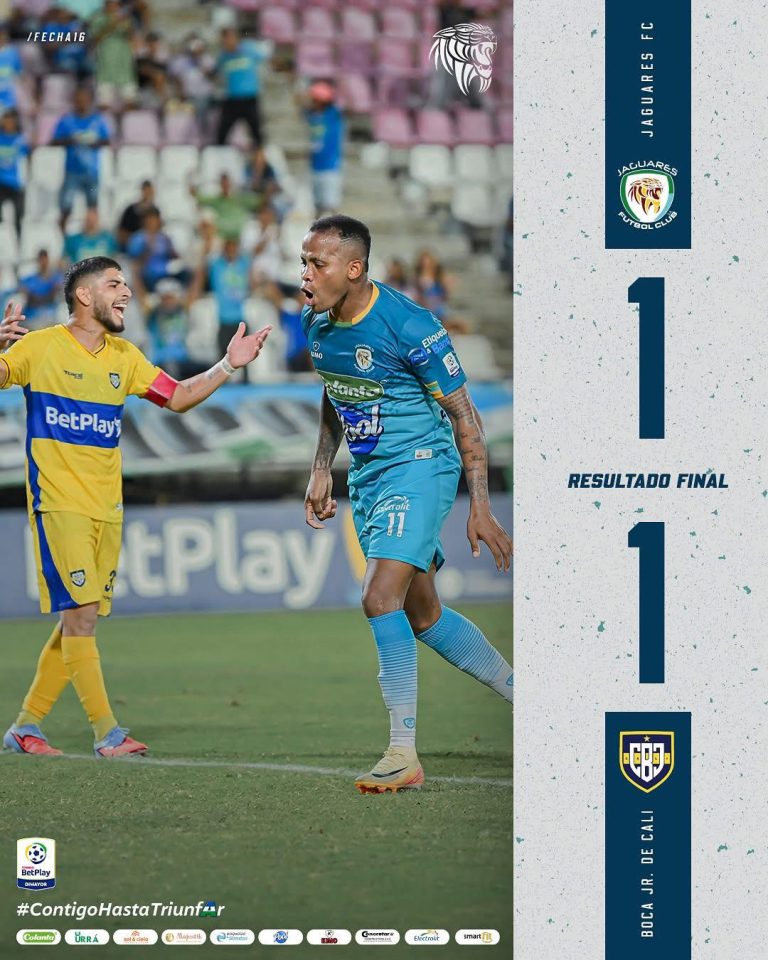 Jaguares de Córdoba empata ante Boca Juniors de Cali y avanza como líder a los cuadrangulares