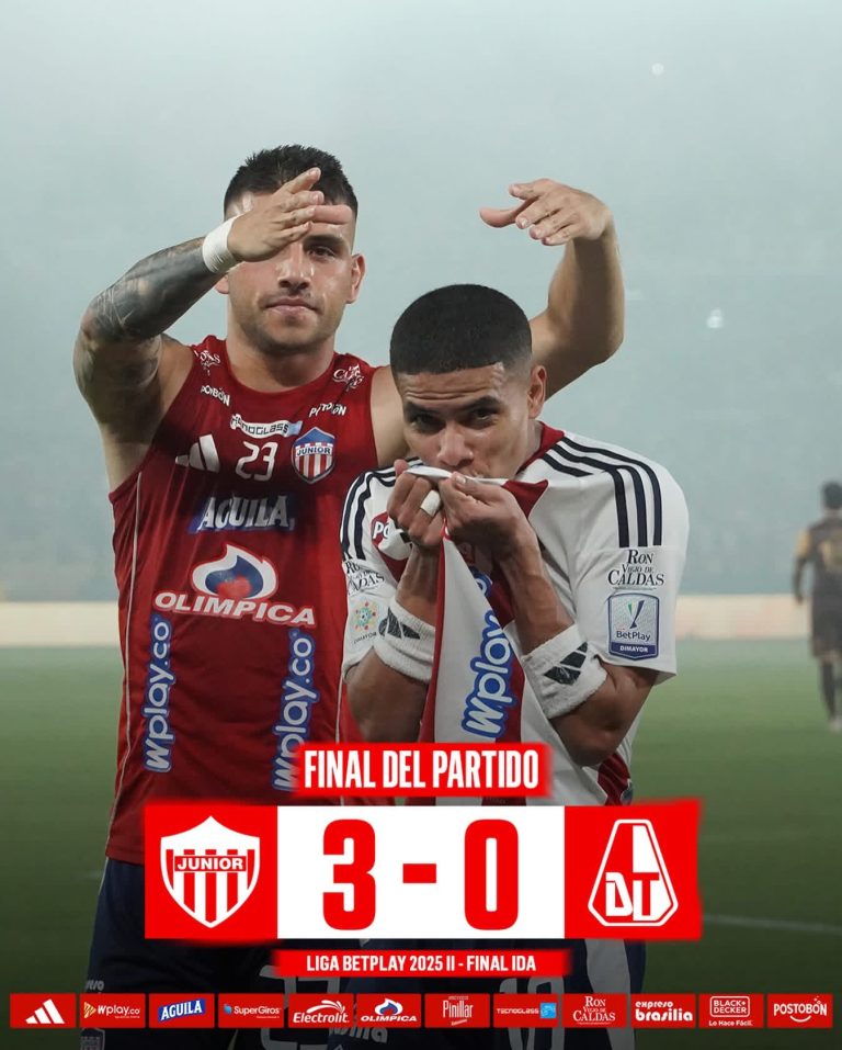 Junior arrolla a Tolima en Barranquilla y toma ventaja clave en la final